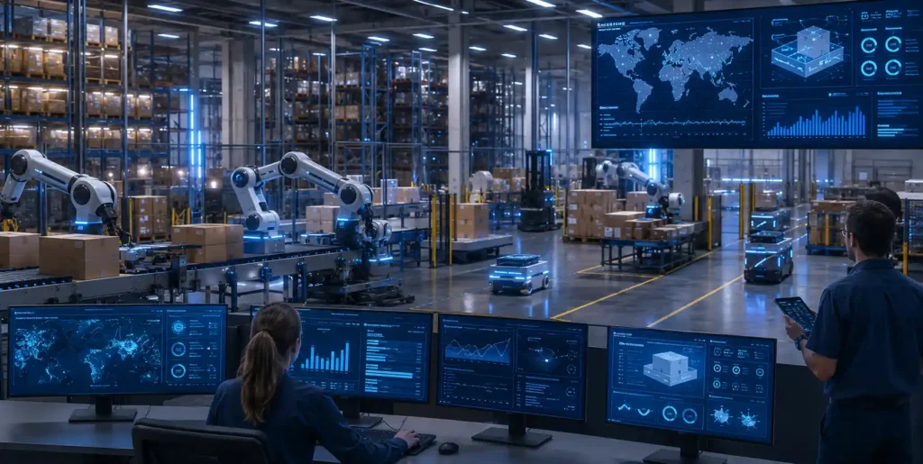Robotics and RPA automation in a modern logistics operation
