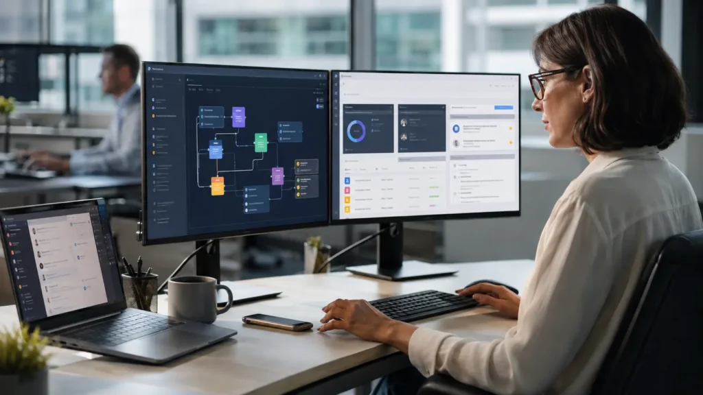 Enterprise AI agent assisting an employee with customer service workflows