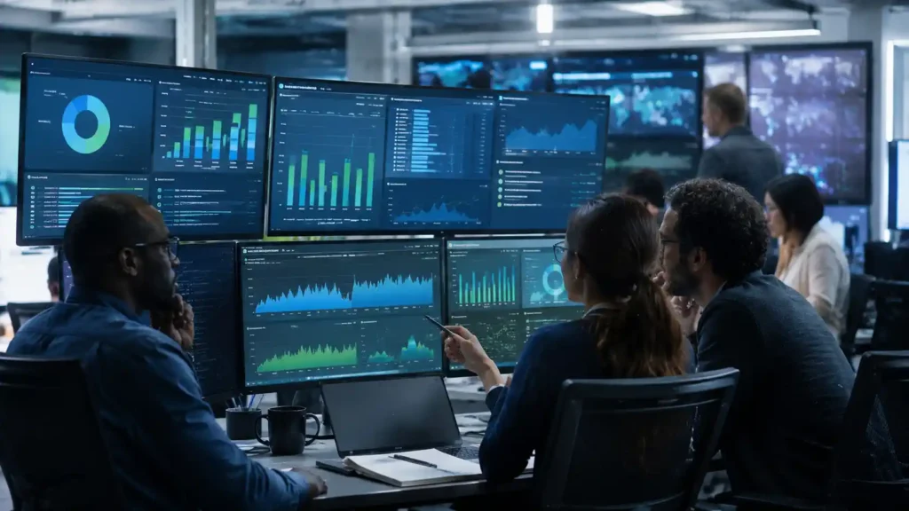 FinOps team analyzing cloud infrastructure costs and resource usage