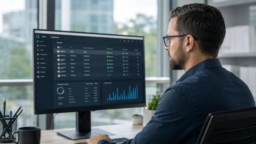 IT administrator reviewing employee identity and access permissions