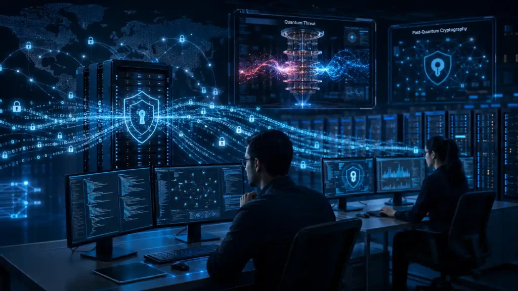 Post-quantum cryptography protecting encrypted data from quantum threats
